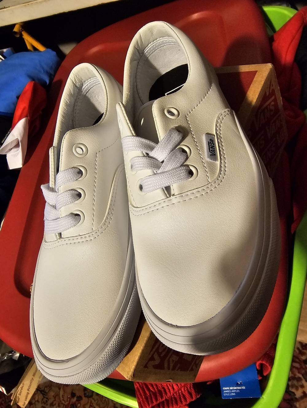 Vans White Leather Low-Top Sneakers Size 4.5 New
